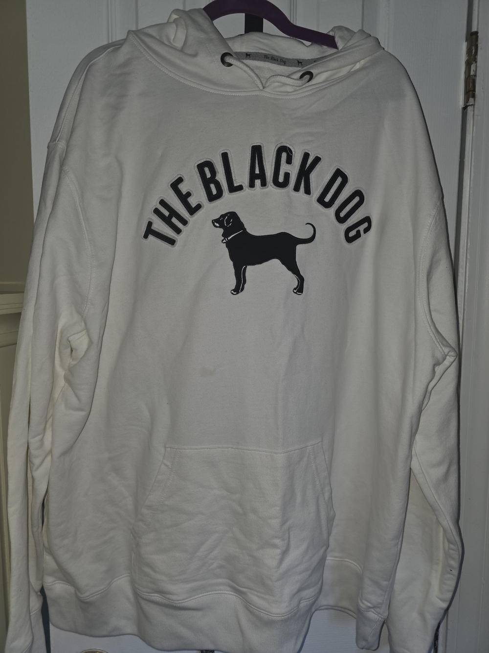 The Black Dog Cream Pullover Hoodie with Black Logo